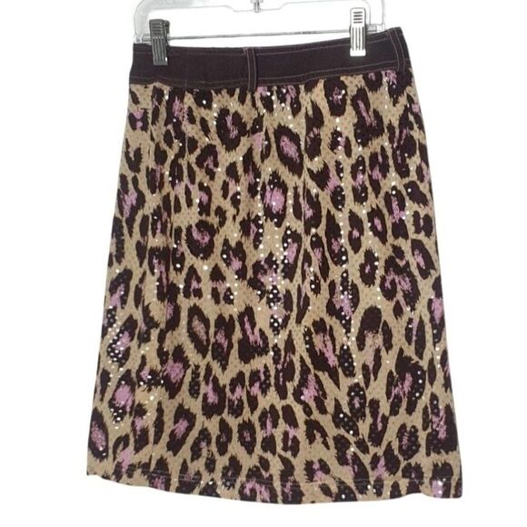 Ivu Janey Womens Leopard Print Skirt Size 4 Sequin Fairycore Y2K Trendy Glam - Picture 3 of 6